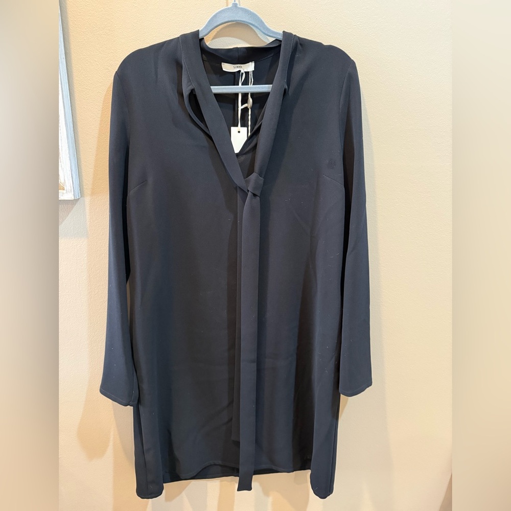 Suoli Black Tie-Neck Shift Dress – Size US 12 (Italian 48)